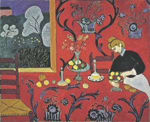 Bruno Schulzi „Kaneelipoodides“ on kesksel kohal objektide ümbermängimine, et tuua välja miski muu. Meenub kirjaniku kaasaegse Henri Matisse’i fovistliku maali loogika: „tegelikkuse“ kujutamise asemel tuuakse välja kogemuslik meeleolu. Henri Matisse’i „Harmoonia punases“ (1908). 