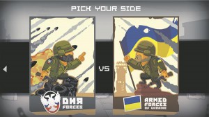 Ekraanitõmmis mängust „Donetski lahing“ („Batttle for Donetsk“, LuGus Studios, 2015), kus mängija saab valida poole Ukraina konfliktis – separatistid või Ukraina armee. 