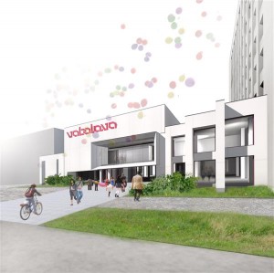 Arhitektuuribüroo Allianss Arhitektid tehtud Vaba Lava Narva teatrikeskuse tulevase hoone eeleskiis.