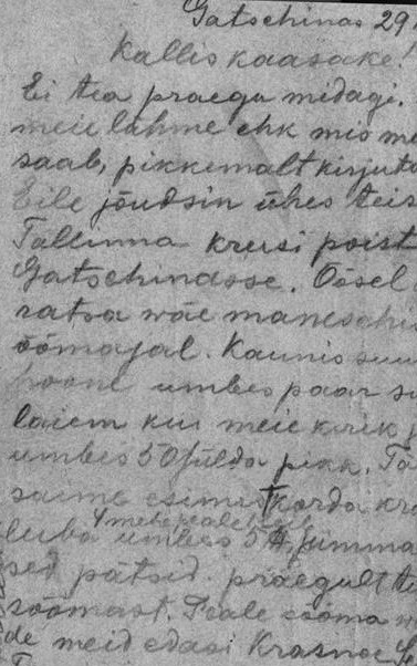 Mart Meinvaldi kiri koju. Repro raamatust „Eestlased ilmasõjas“.