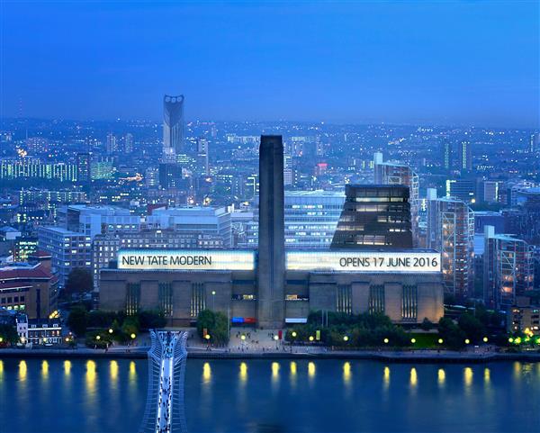 Tate Modern avab 2016. aasta 17. juunil uue Herzogi ja de Meuroni projekteeritud üheteistkümne korrusega juurdeehitise, millega laieneb muuseumi ekspositsioonipind poole võrra.